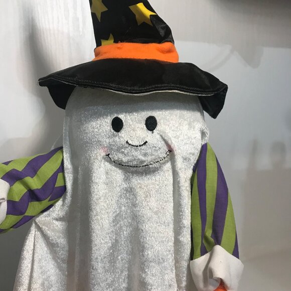 Light-Up Halloween Ghost Witch Hat With Pumpkin Bag 22" tall - Picture 12 of 13